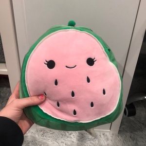 watermelon squishmallow and heart teal octopus